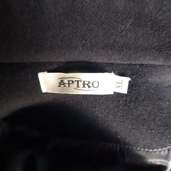 Aptro SZ XL Men's Fully Lined Black Standing Collar Overcoat - Picture 5 of 15